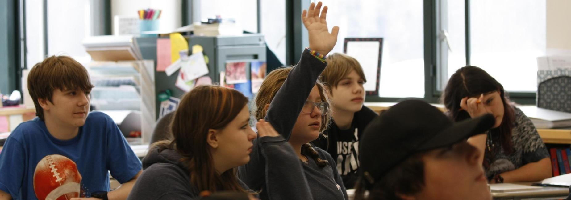 middle school students in class