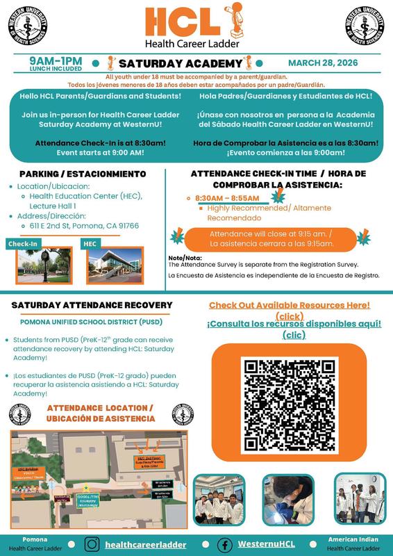Health Career Ladder (HCL) Saturday Academy, March 28, 2026