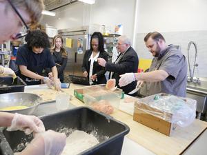 Cooking with Chef Dan and students