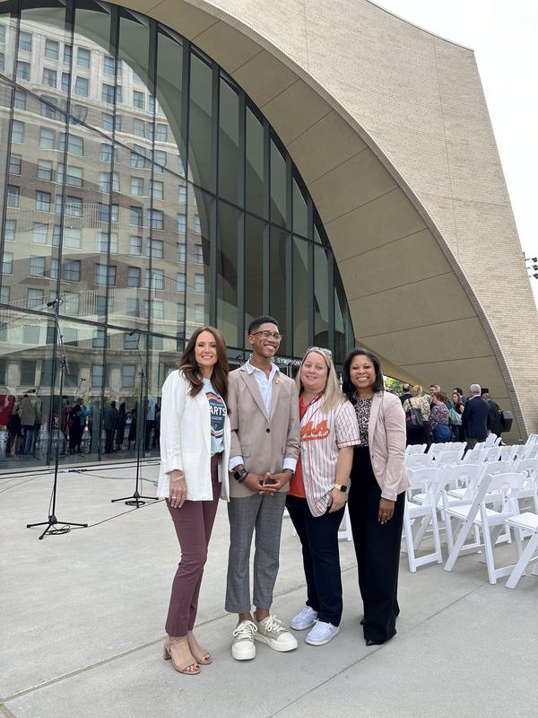 GCAA Head of School Kristy Houle, Sophomore Denim Browder, GCAA Principal Dr. Erin King, Confluence Academies CEO Dr. Candice Carter-Oliver