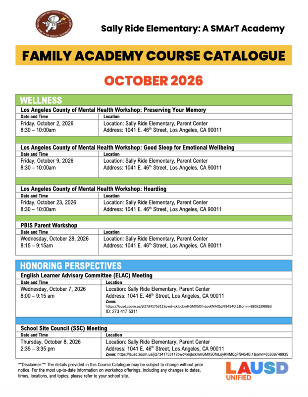 Oct. Family Course Catalogue