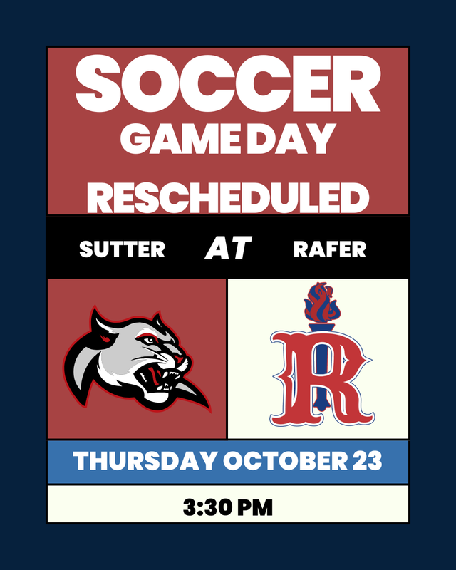 Game Rescheduled to October 23 3:30 PM