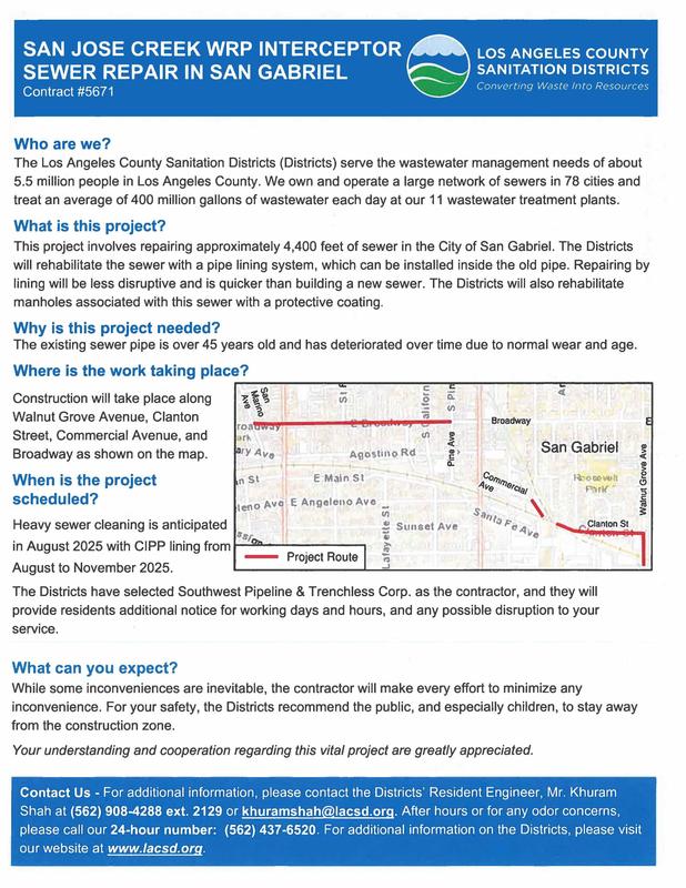 Sewer Repair on Broadway from August to November. This picture is of a flyer showing a map of where the roadwork will take place.