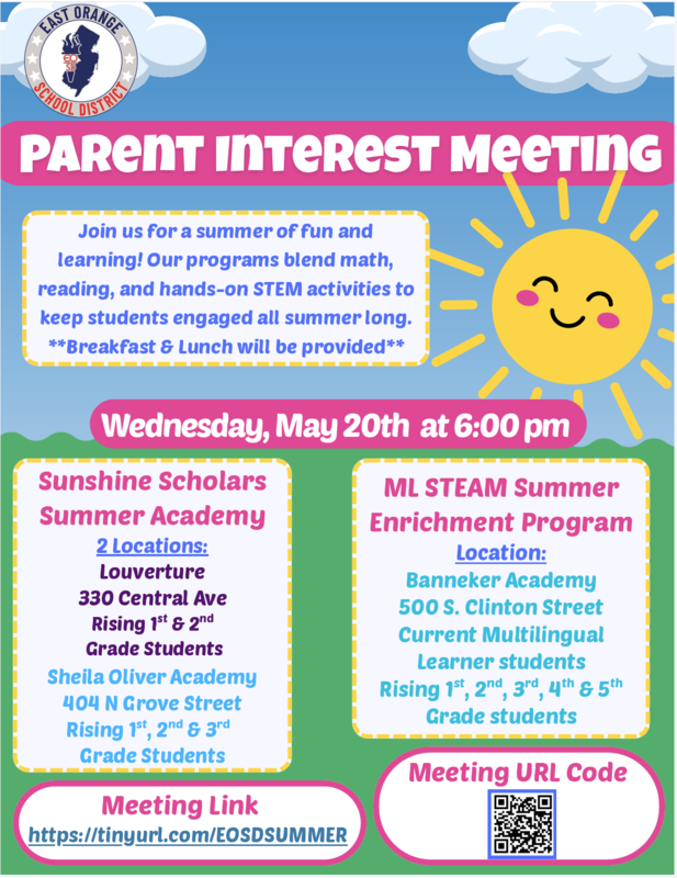 Summer Academy Programs Parent Interest Meeting May 20 6 pm