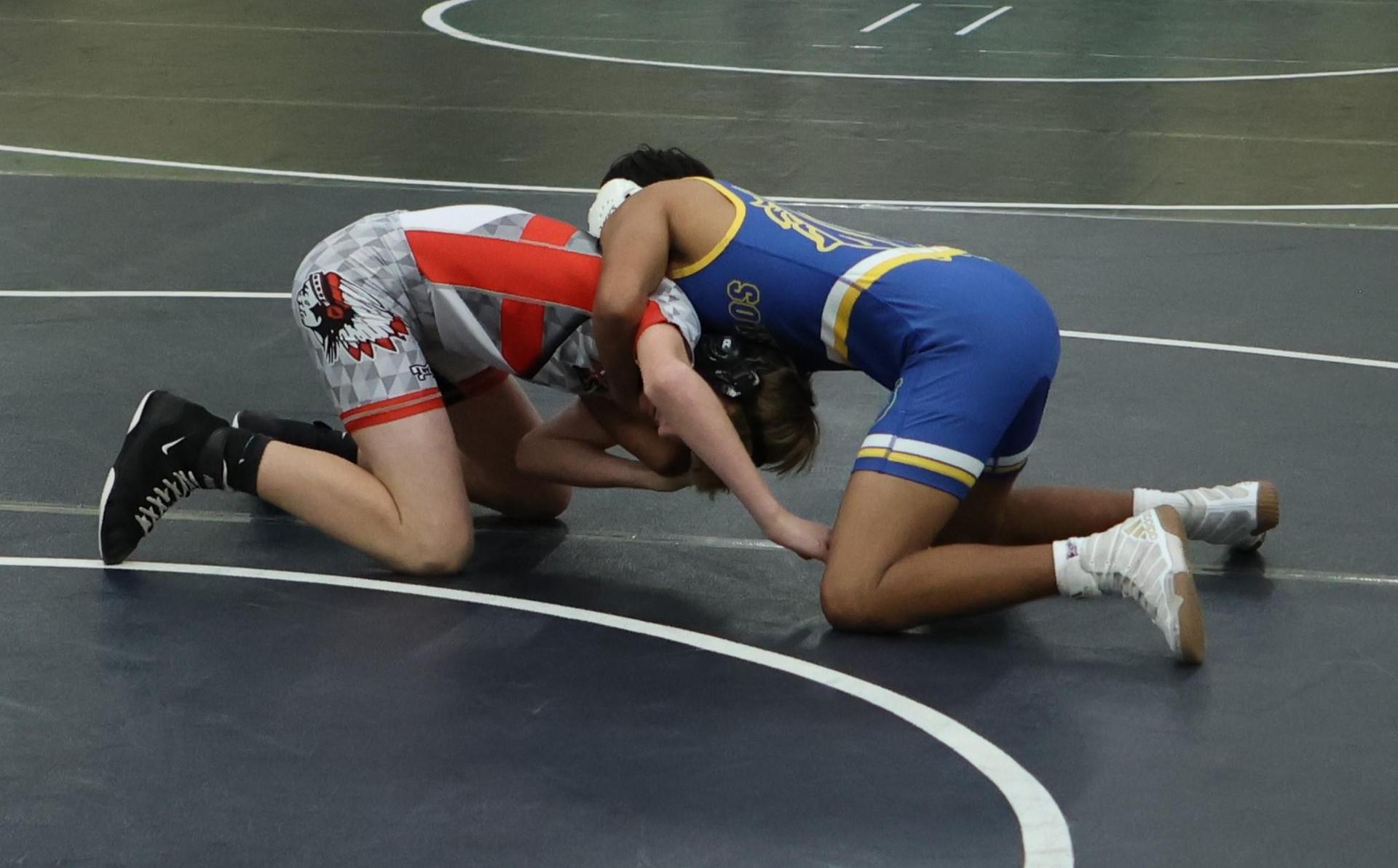 Boys wrestling in the Liberty Duals event 98