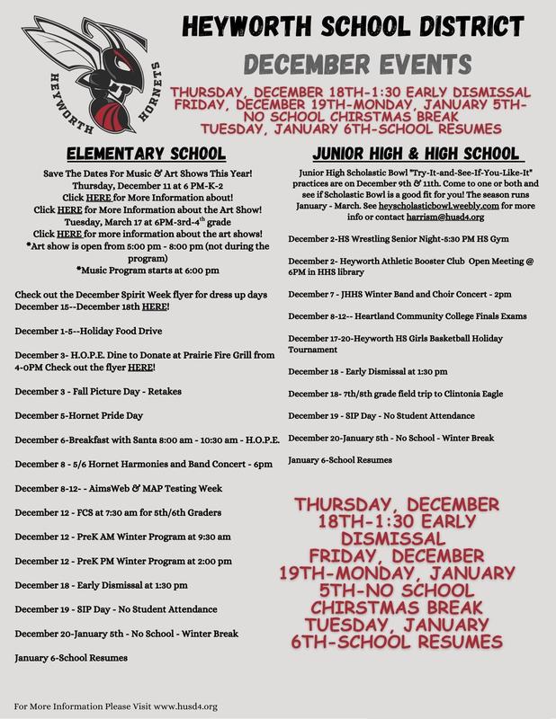 Heyworth CUSD#4 December Events Featured Photo