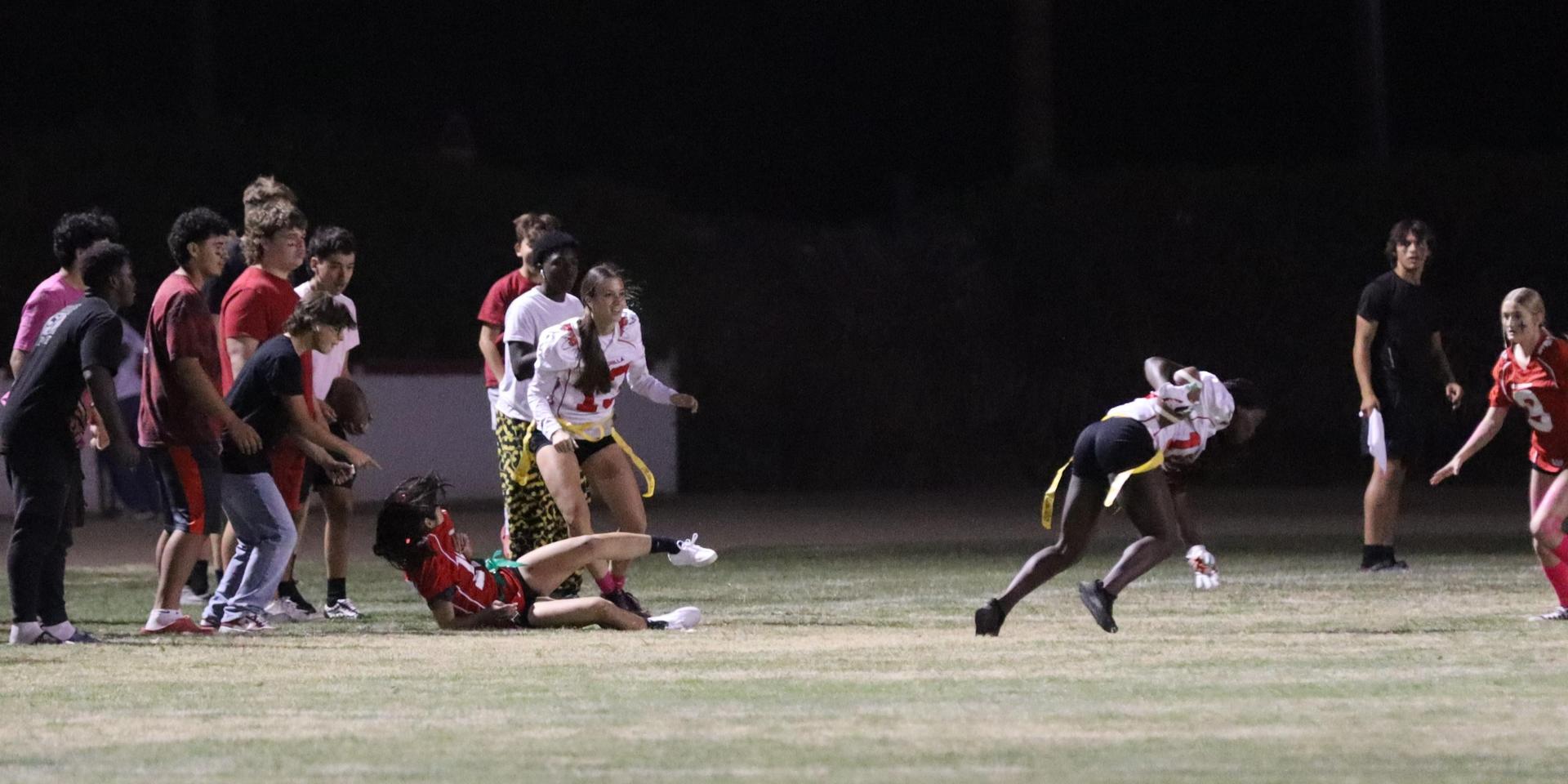 girls playing flag football