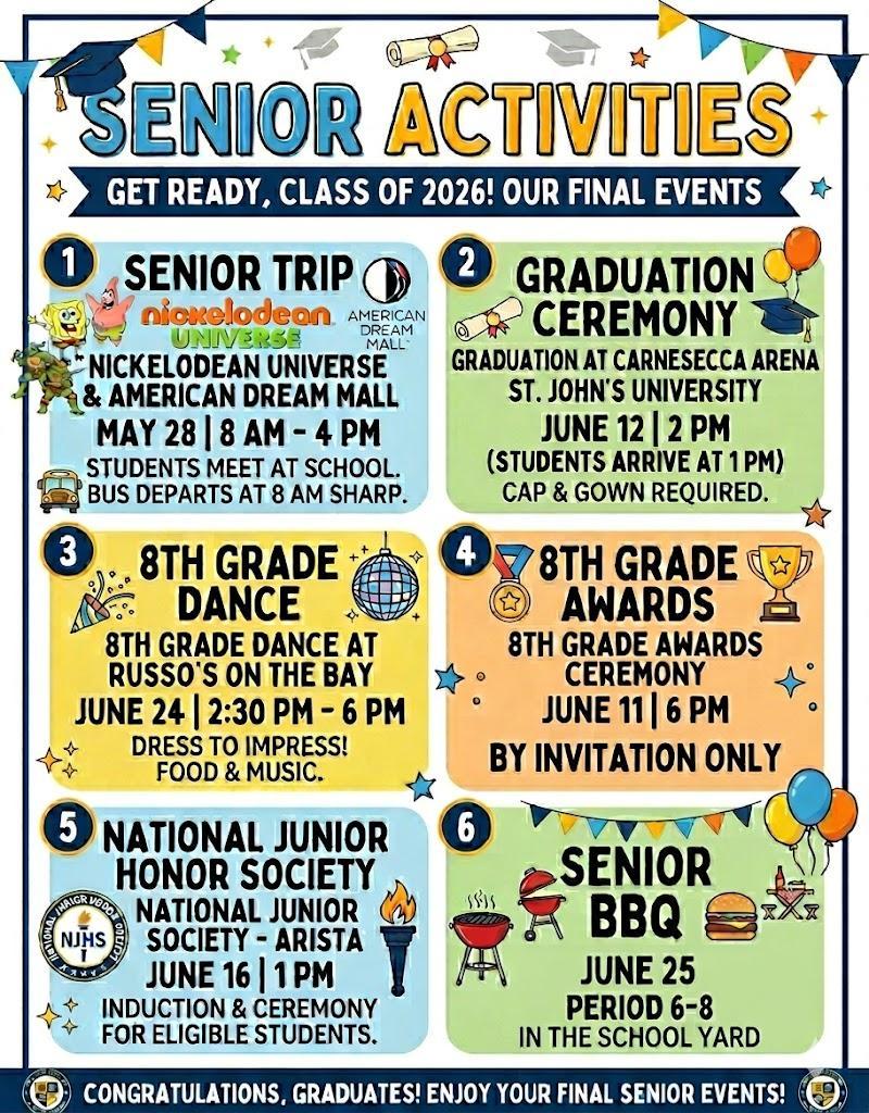 8th Grade End of Year Events