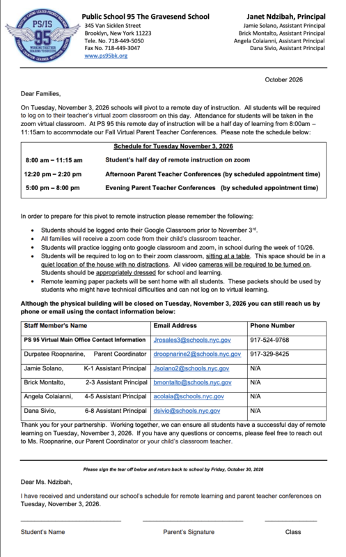 November 3rd, 2026 Remote Learning Family Notice