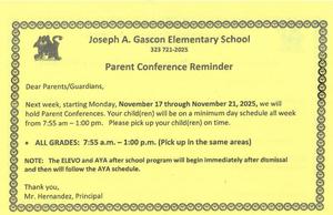 parent conference notice