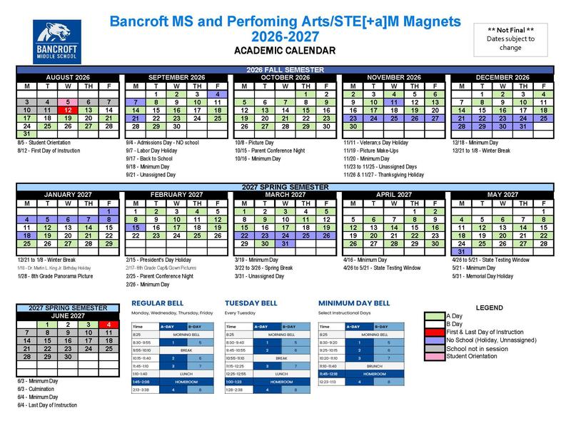 26-27 Bancroft Academic Calendar