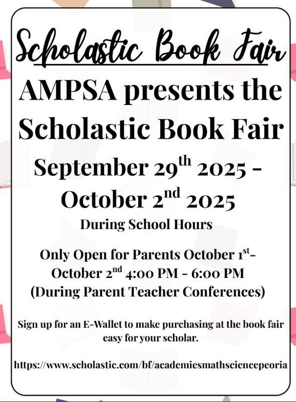 Scholastic Book Fair Sept 29th through October 2nd
