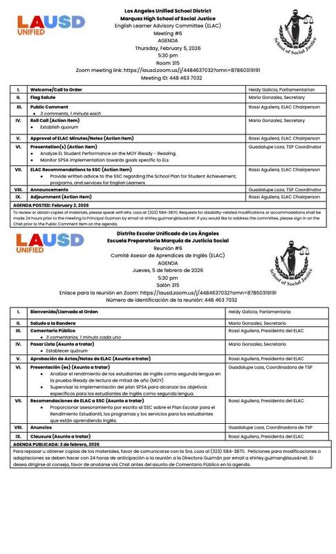 Join Us for Our ELAC Meeting!/¡Acompáñenos a nuestra junta de ELAC!