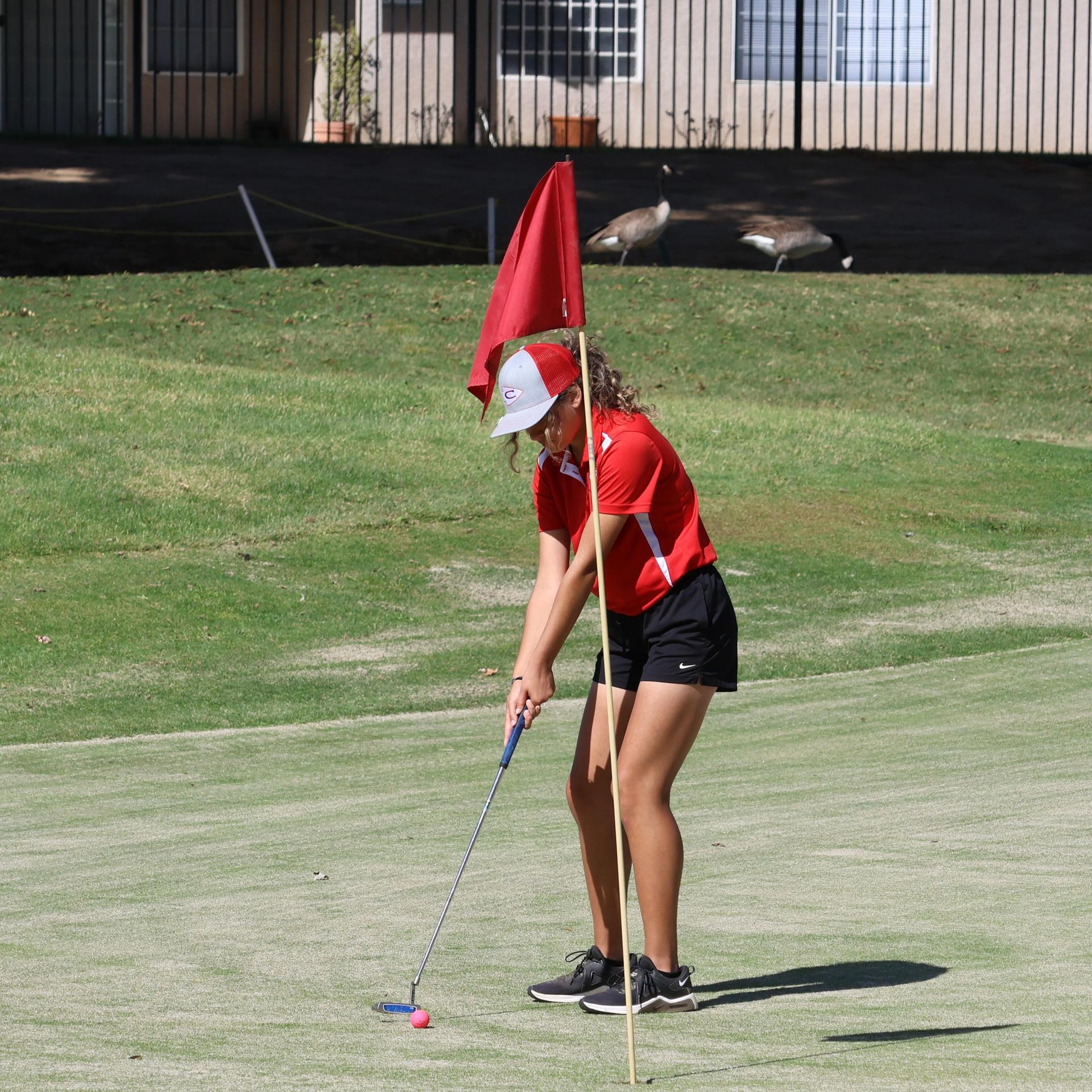 Girls golfers in action at the championships