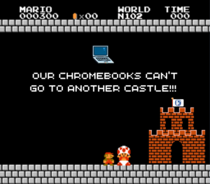Mario Bro themed Chromebooks cant go to another school