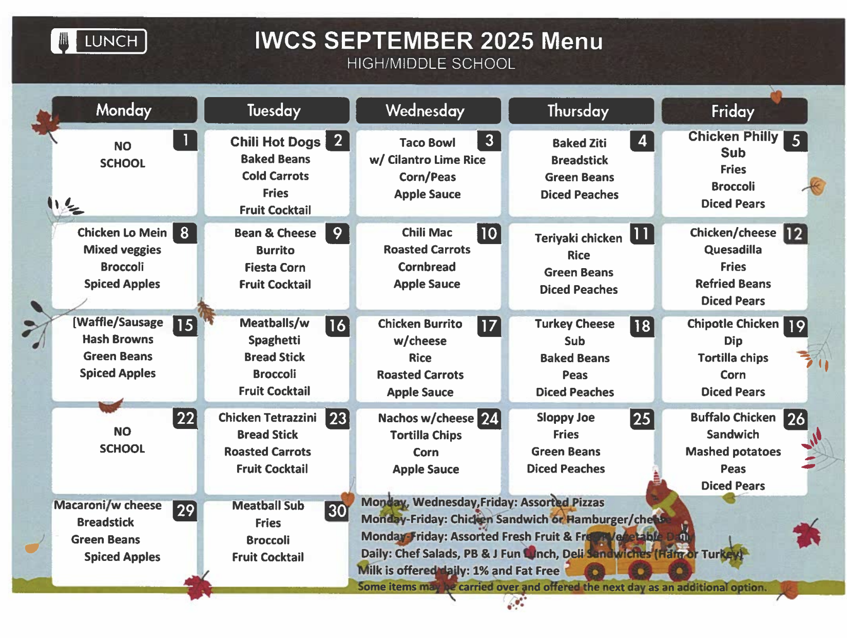 Lunch Menu--Secondary