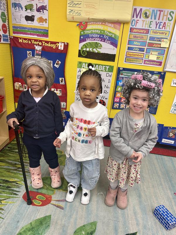 Students dressed up as 100 year olds