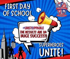 Congratulations, Pirate Nation Superheroes! All of our buses are parked and schools are cleared of students and faculstaff. We had an amazing first day of school!