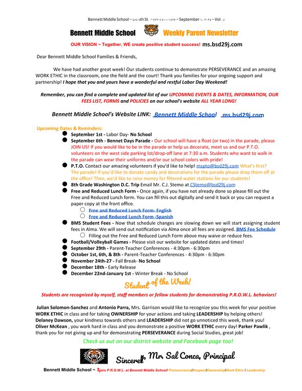 Weekly Parent Newsletter English 08282025