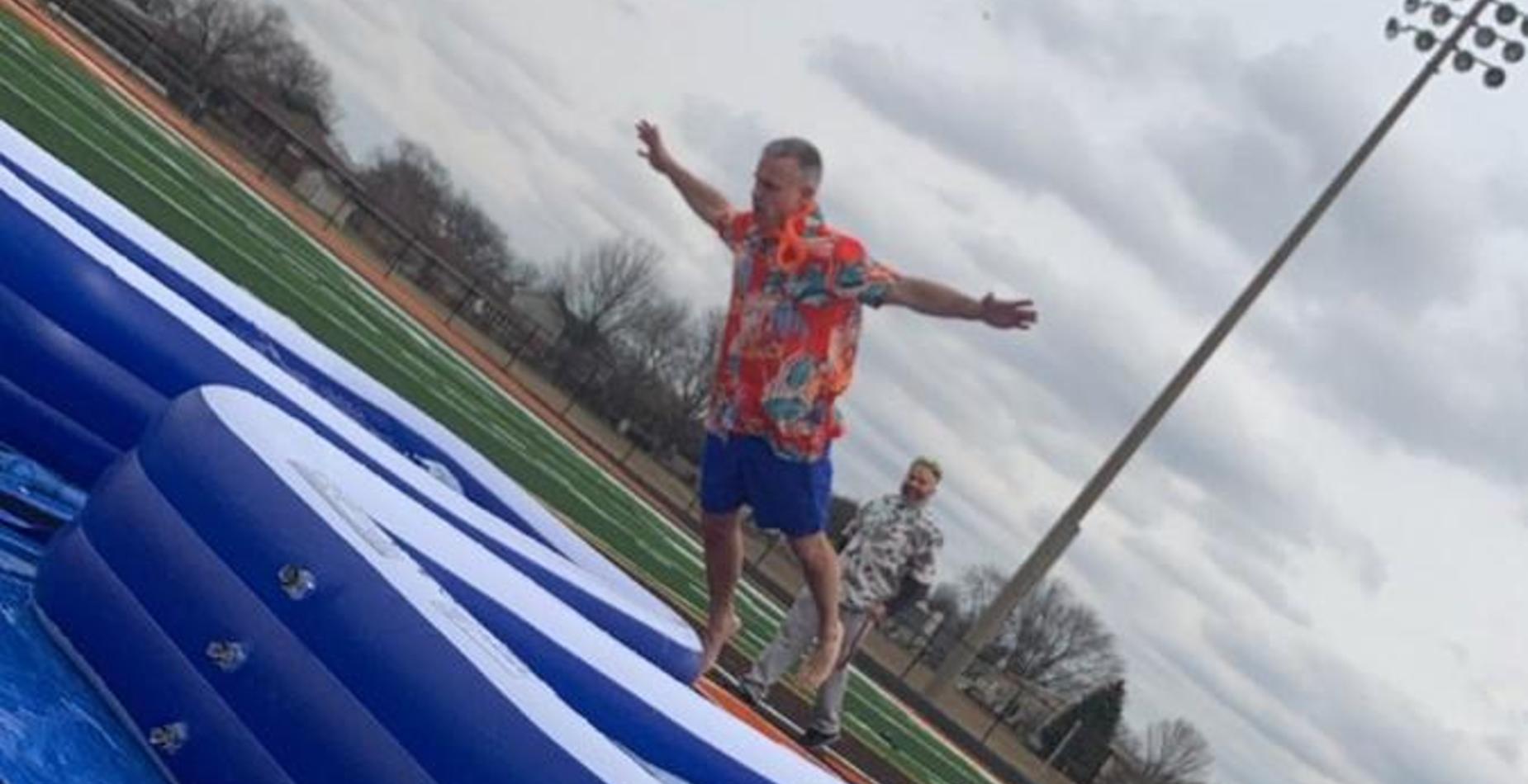 Dean of Students, Mr. Bax taking the Polar Plunge!