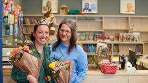 Photo of Amanda Mannino and Rebecca Leonard - teacher and support persons of the year.