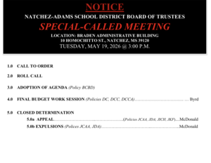 Special Called Board Meeting