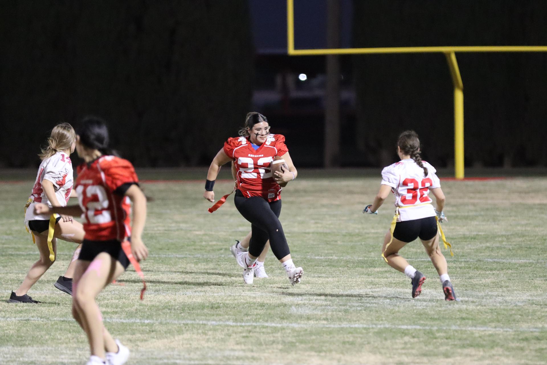 girls playing flag football