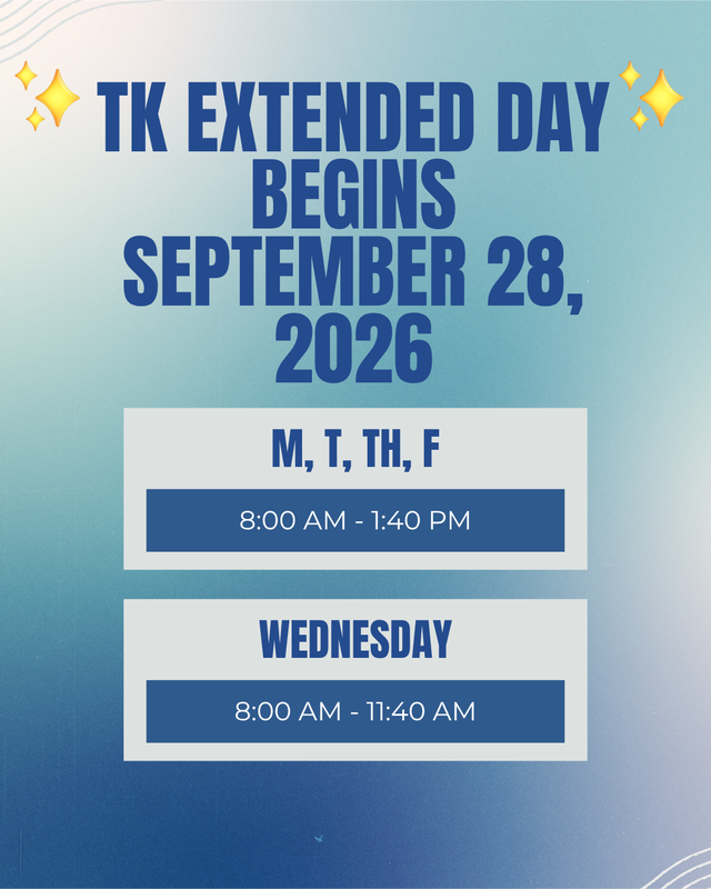 TK EXTENDED DAY BEGINS SEPTEMBER 25, 2026 Thumbnail Image