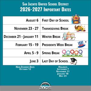 Graphic showing Important School Dates