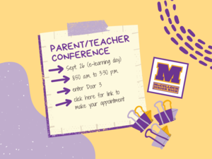 promo graphic - MJH parent teacher conferences September 2025