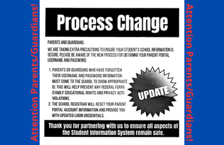 Parents requesting Infinite Campus password changes must come in-person to the school.