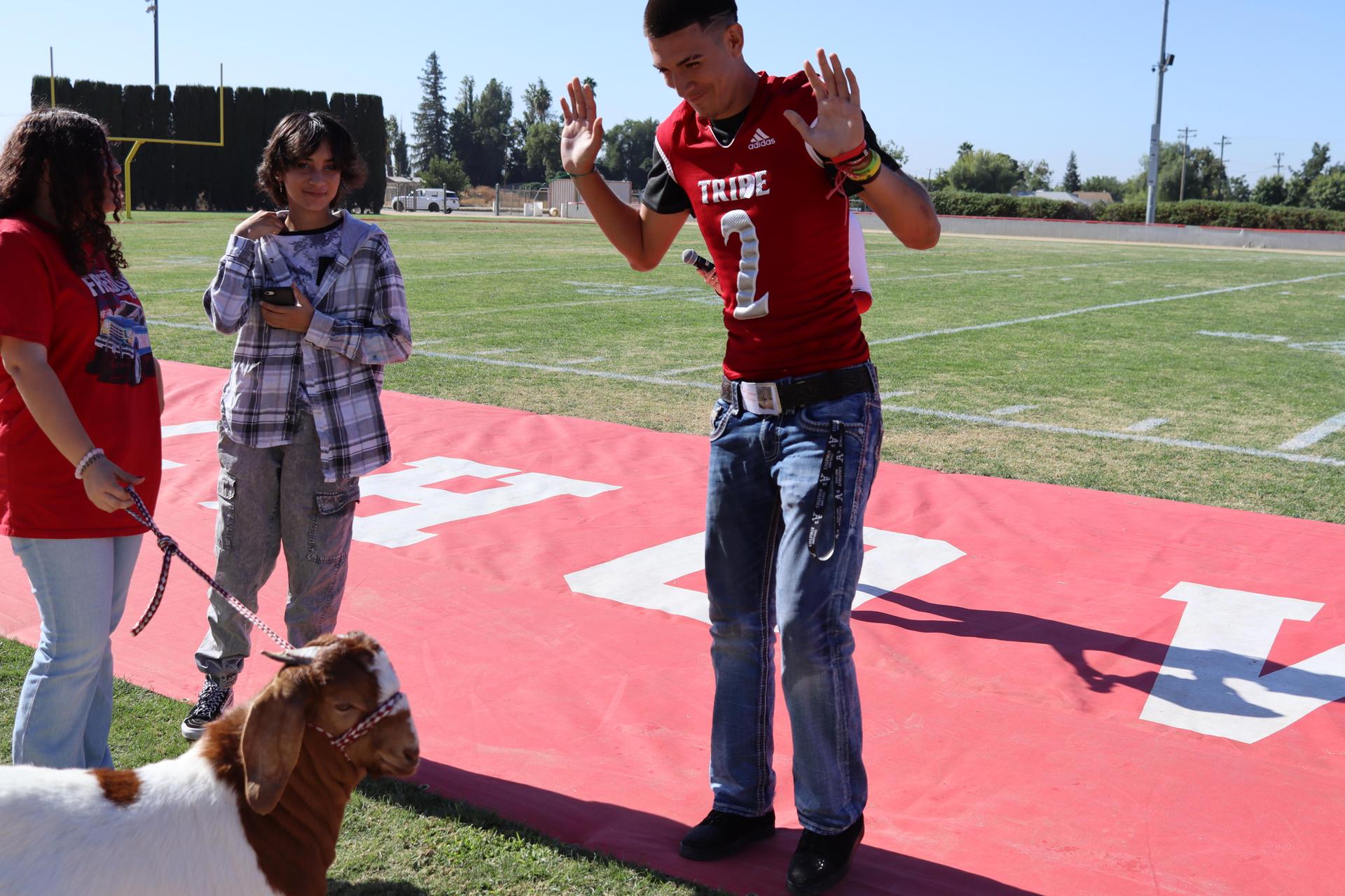 students and staff at the homecoming rally