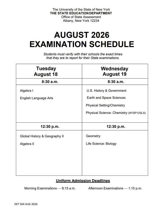 august regents schedule