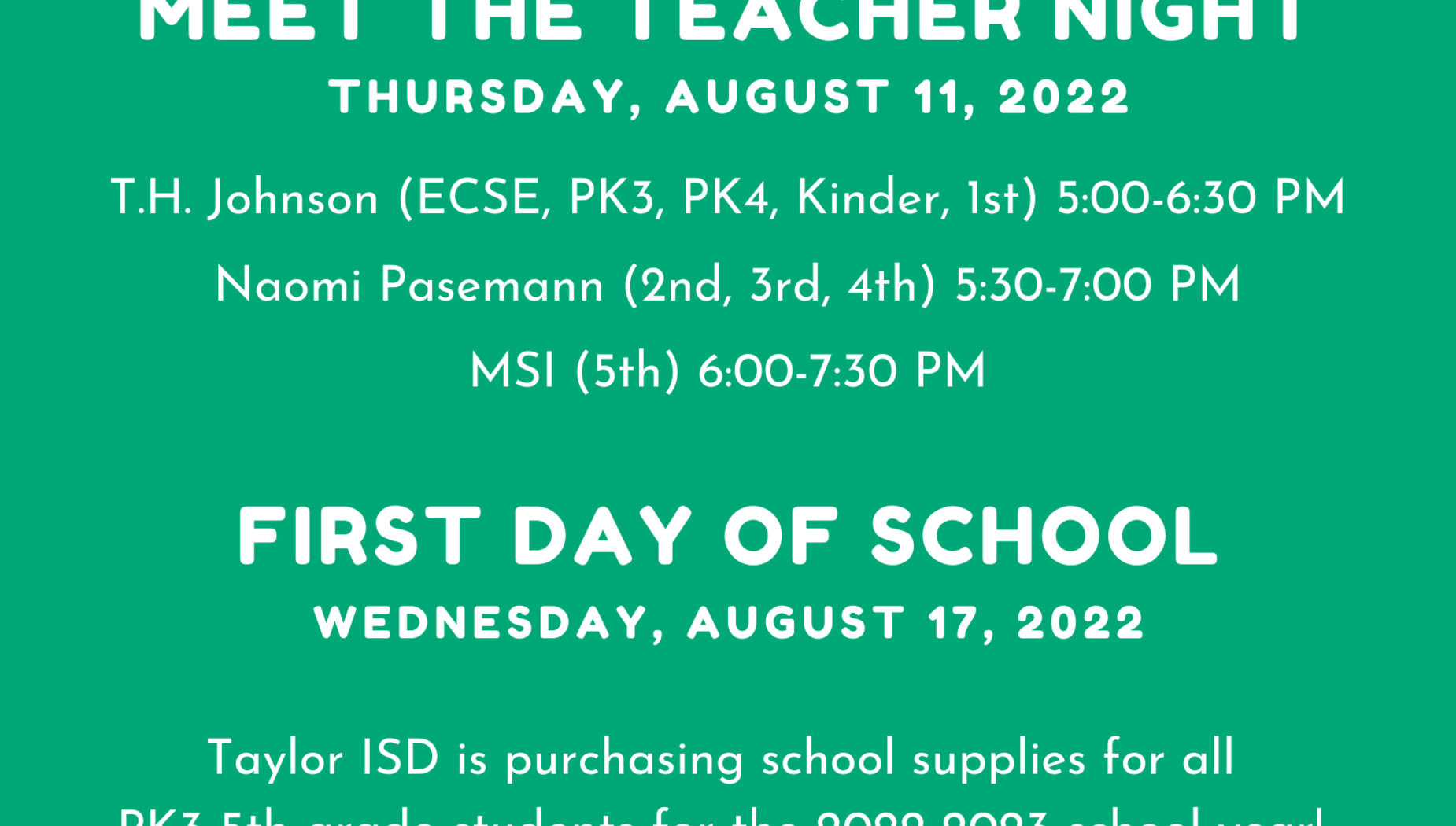 Meet the Teacher Night