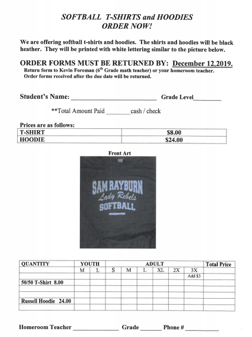 softball order form