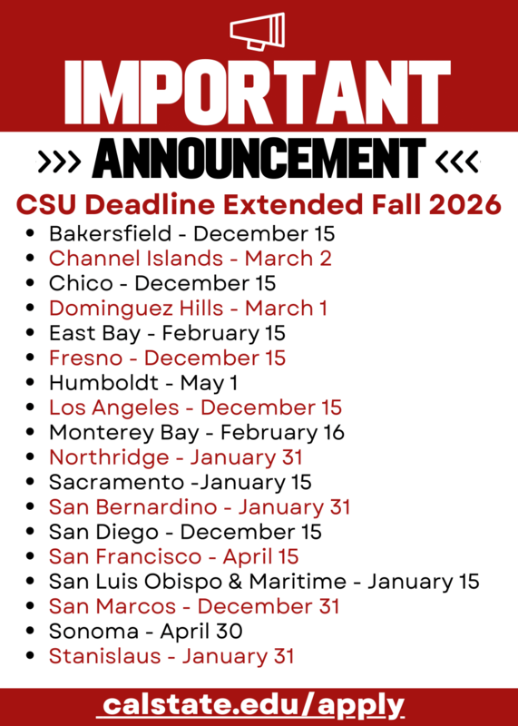 CSU Deadlines - Updated