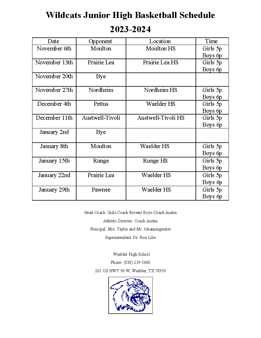 Athletics Schedules Athletics Waelder Independent School District