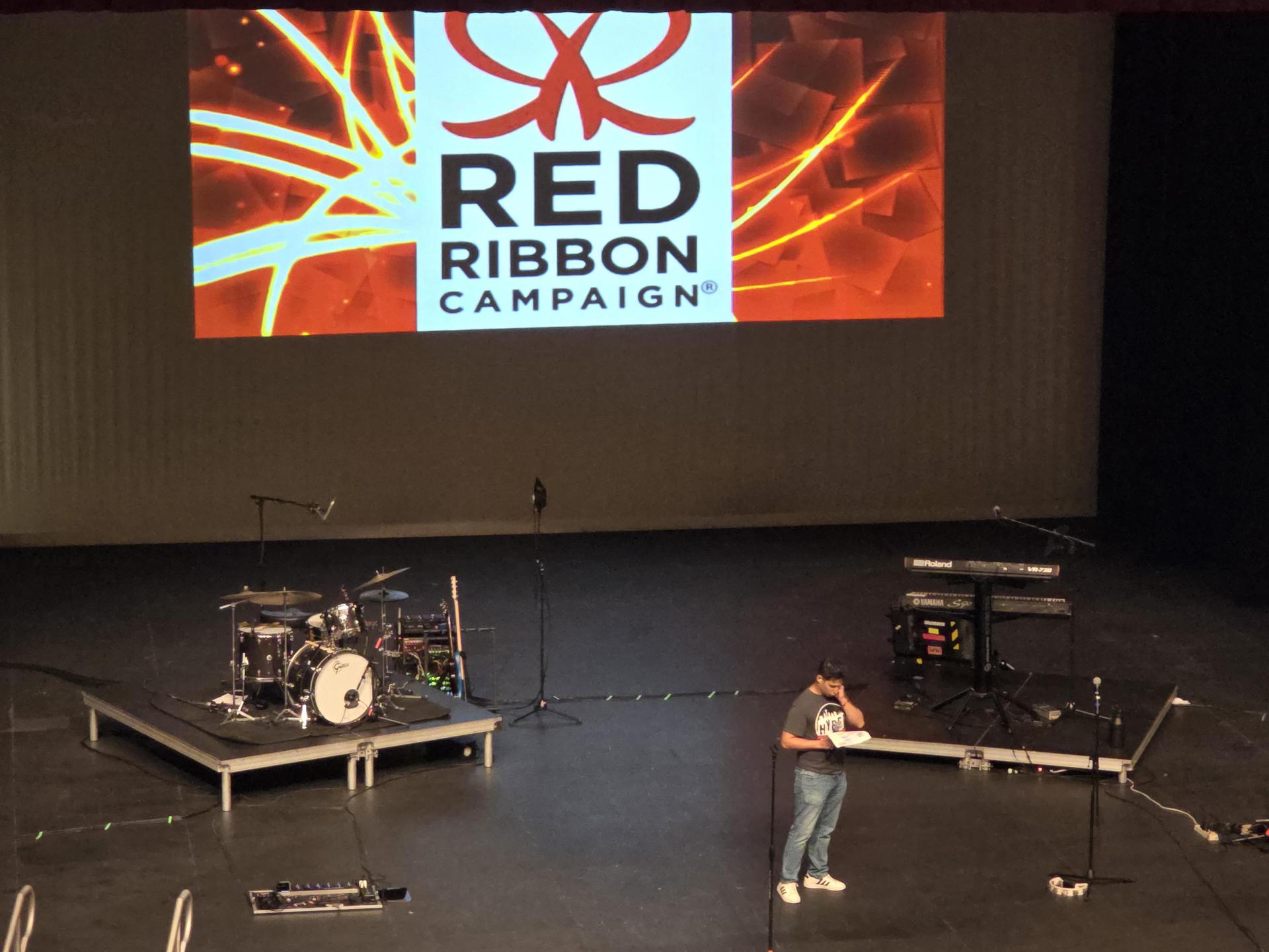 Ladera students enjoy a concert by the United States Air Force Military Band of the West in honor of Red Ribbon Week