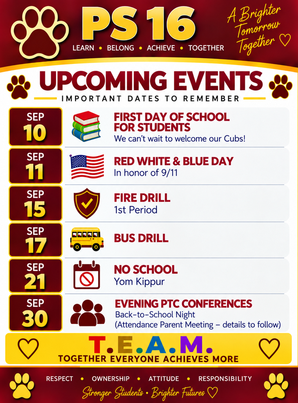 A colorful image of the important dates for September