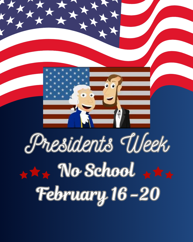 Presidents Week - NO SCHOOL  February 16th - 20th Thumbnail Image