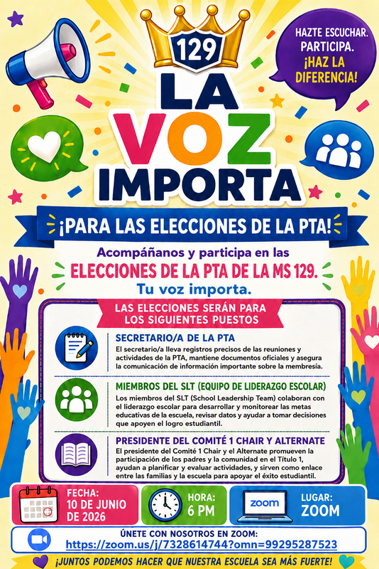 PTA meeting flyer - spanish