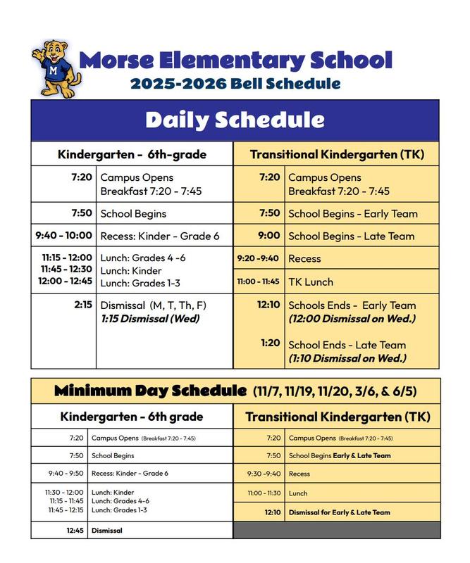 View the 2025-26 Bell Schedule