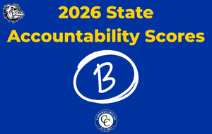 Graphic with CCISD logo. 2026 State Accountability Rating. B in a circle.