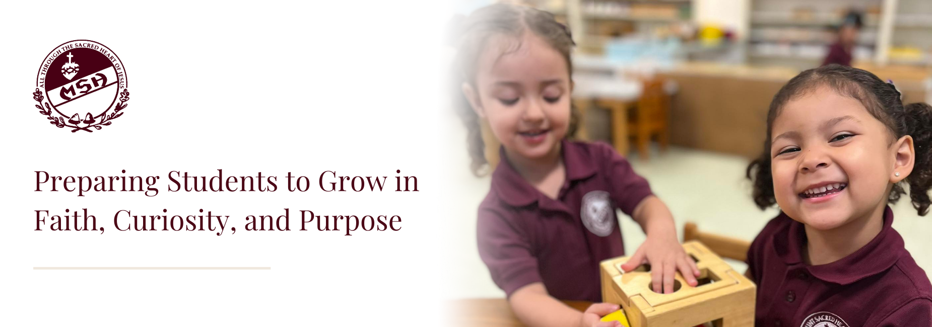 Students sorting blocks in Montessori classroom.