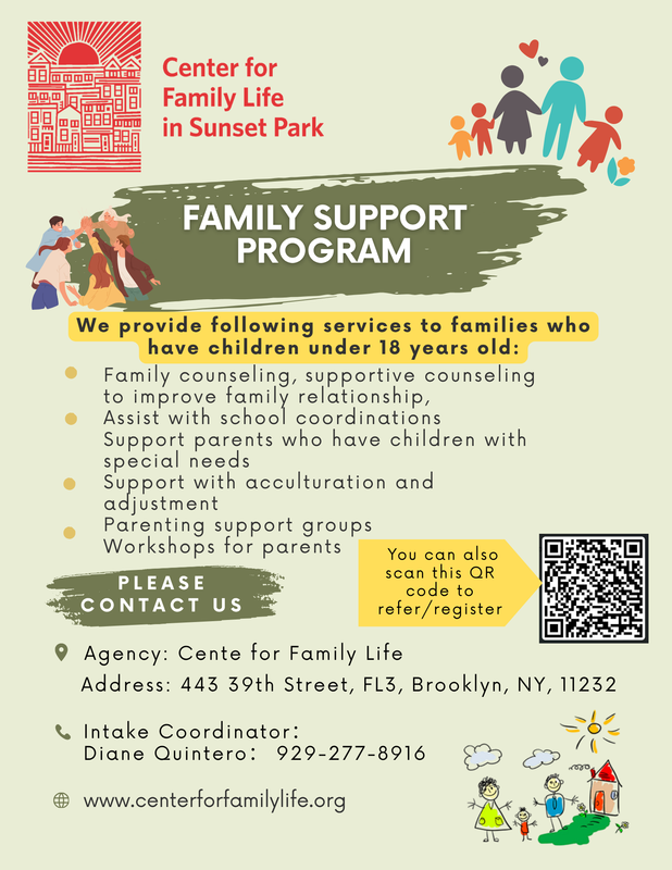 Family Support Program flyer contact English details