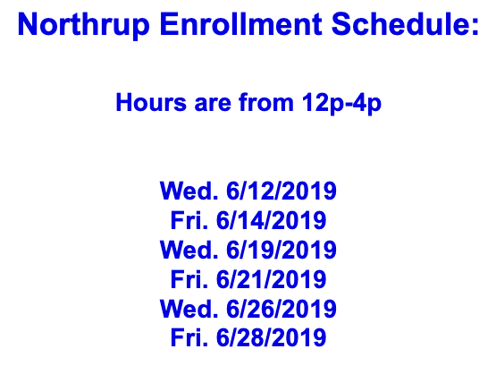 Northrup Enrollment Schedule Featured Photo