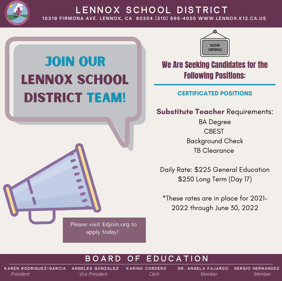 More information Personnel Services Lennox School District