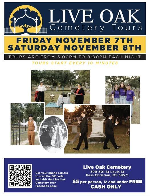 We encourage everyone to make plans to attend the Live Oak Cemetery Tours this Friday, November 7th, and Saturday, November 8th, from 5:00 PM – 8:00 PM.