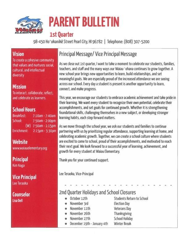 Parent Newsletter Q.1