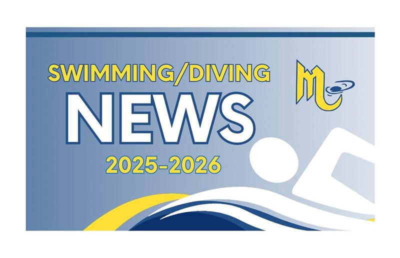 A white stick figure image of a swimmer on a blue background